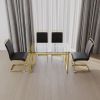 51 inch Glass Dining Table Set for 4, Dining Table & Chair Sets with Golden Plating Legs for Kitchen