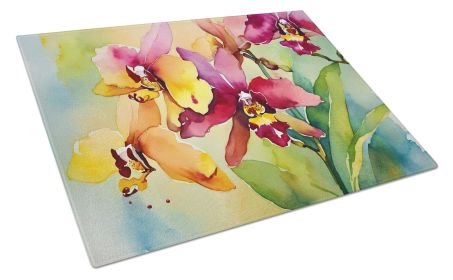 NEW Orchids in Watercolor Glass Cutting Board Decorative Tempered Glass Kitchen Cutting and Serving Board Large Size Chopping Board