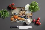 NEW Lakeland Terrier Fall Kitchen Pumpkins Glass Cutting Board Decorative Tempered Glass Kitchen Cutting and Serving Board Large Size Chopping Board