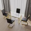 51 inch Glass Dining Table Set for 4, Dining Table & Chair Sets with Golden Plating Legs for Kitchen