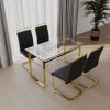 51 inch Glass Dining Table Set for 4, Dining Table & Chair Sets with Golden Plating Legs for Kitchen