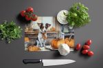 Jack Russell Terrier Fall Kitchen Pumpkins Glass Cutting Board Decorative Tempered Glass Kitchen Cutting and Serving Board Large Size Chopping Board