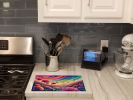 NEW Dianthus in Color Glass Cutting Board Decorative Tempered Glass Kitchen Cutting and Serving Board Large Size Chopping Board