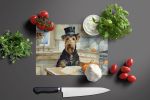 NEW Airedale Terrier Fall Kitchen Pumpkins Glass Cutting Board Decorative Tempered Glass Kitchen Cutting and Serving Board Large Size Chopping Board