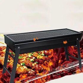 Barbecue Stove Portable Foldable Outdoor Grill Charcoal BBQ Grill Patio Camping Picnic Burner Portable Household (Color: as Pic)