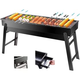 Barbecue Stove Portable Foldable Outdoor Grill Charcoal BBQ Grill Patio Camping Picnic Burner Portable Household (Color: Black)