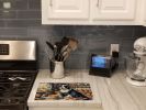 NEW Bearded Collie Fall Kitchen Pumpkins Glass Cutting Board Decorative Tempered Glass Kitchen Cutting and Serving Board Large Size Chopping Board