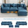 112.2" L-Shape Chenille Upholstered Sofa for Living Room Modern Luxury Sofa Couch with Ottoman and 5 Pillows for Living Room